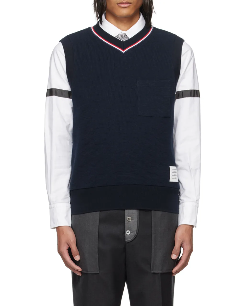 Logo-Patch Ribbed Sleeveless Jumper
