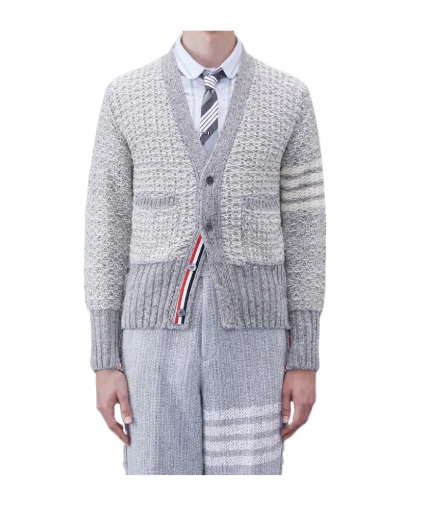 4-Bar MÉLange-Effect Button-Up Cardigan