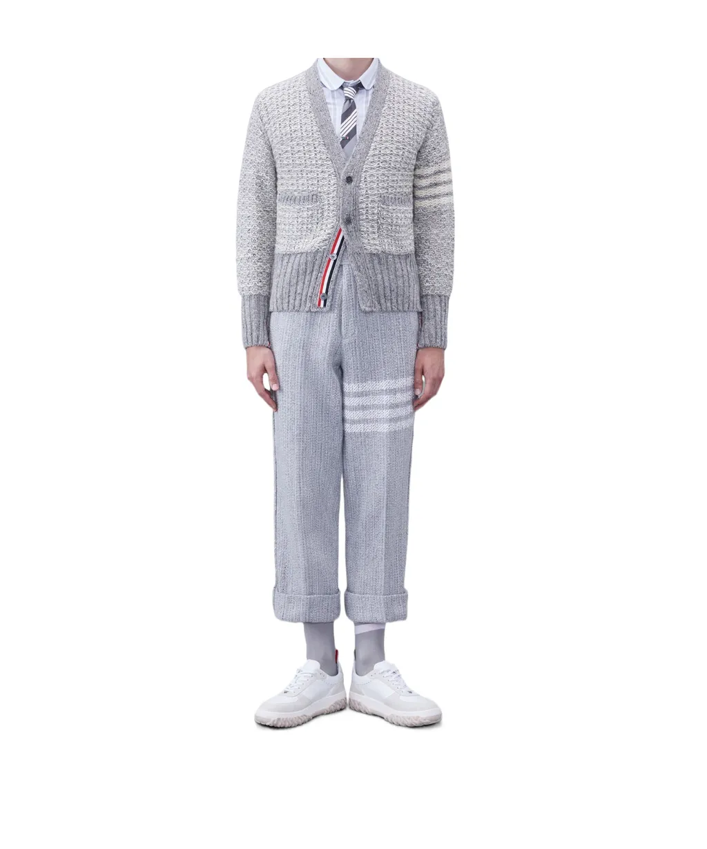 4-Bar MÉLange-Effect Button-Up Cardigan