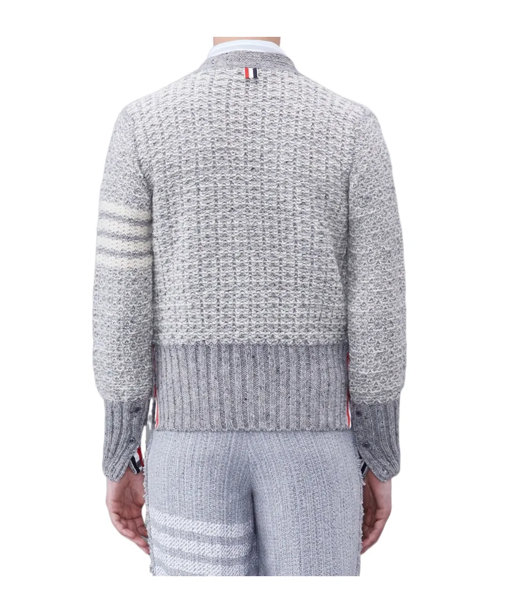 4-Bar MÉLange-Effect Button-Up Cardigan