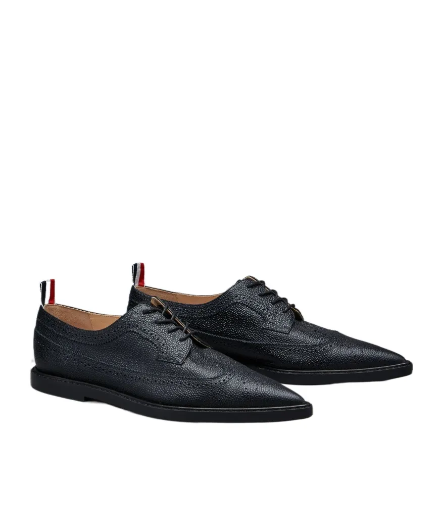 Pointed-Toe Leather Brogues