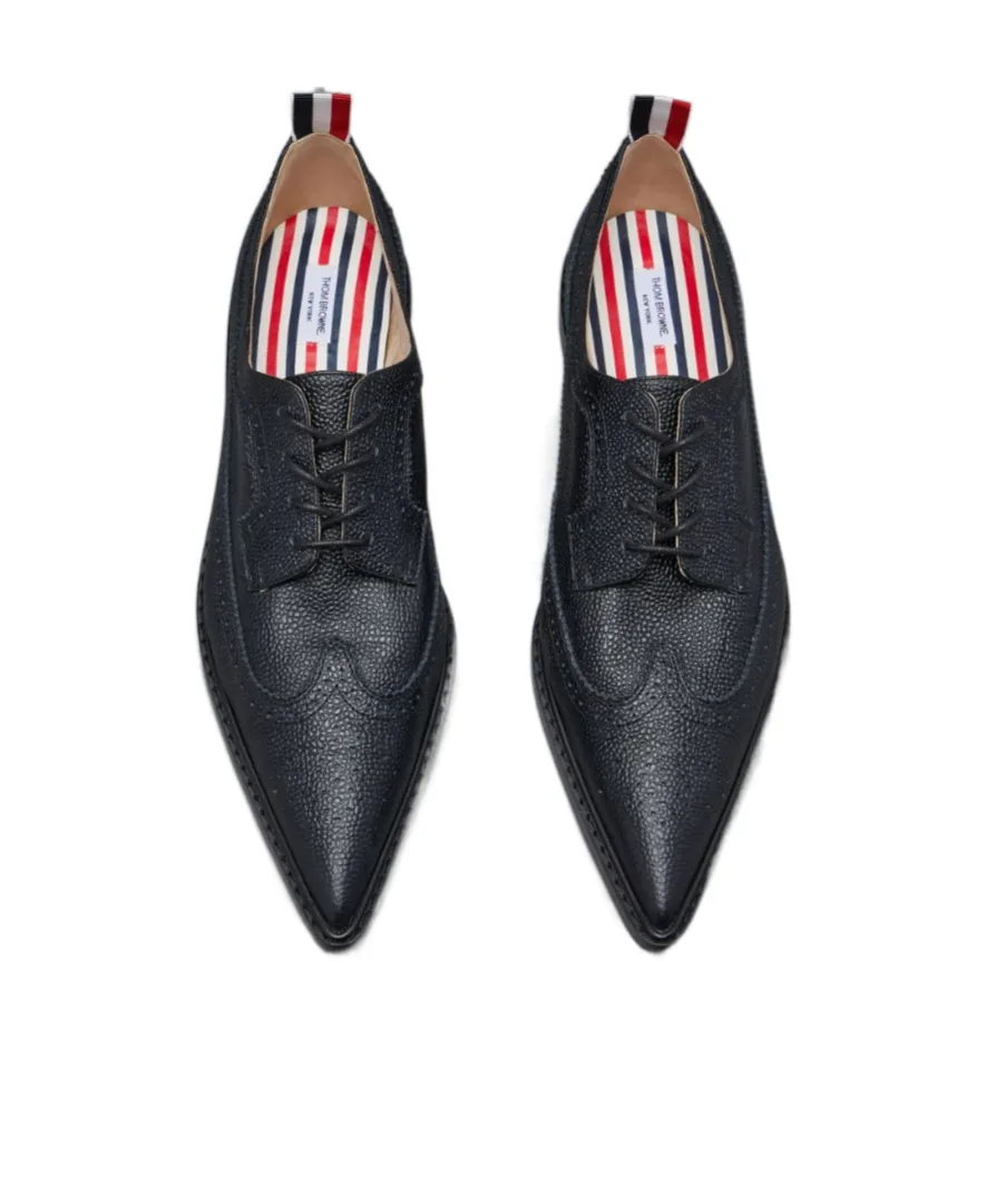 Pointed-Toe Leather Brogues