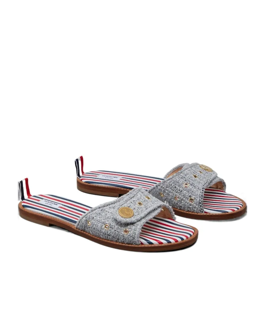 Tweed Slip-On Sandals