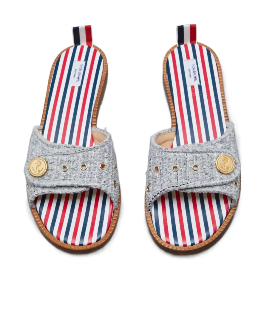 Tweed Slip-On Sandals