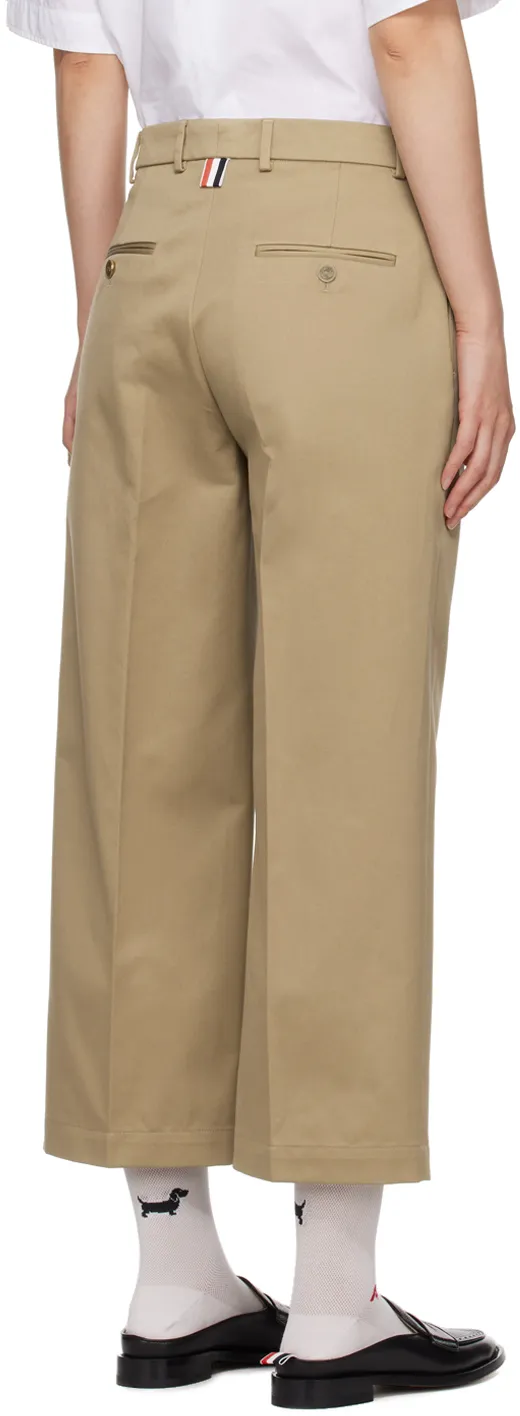 Pleated Cropped Cotton Trousers