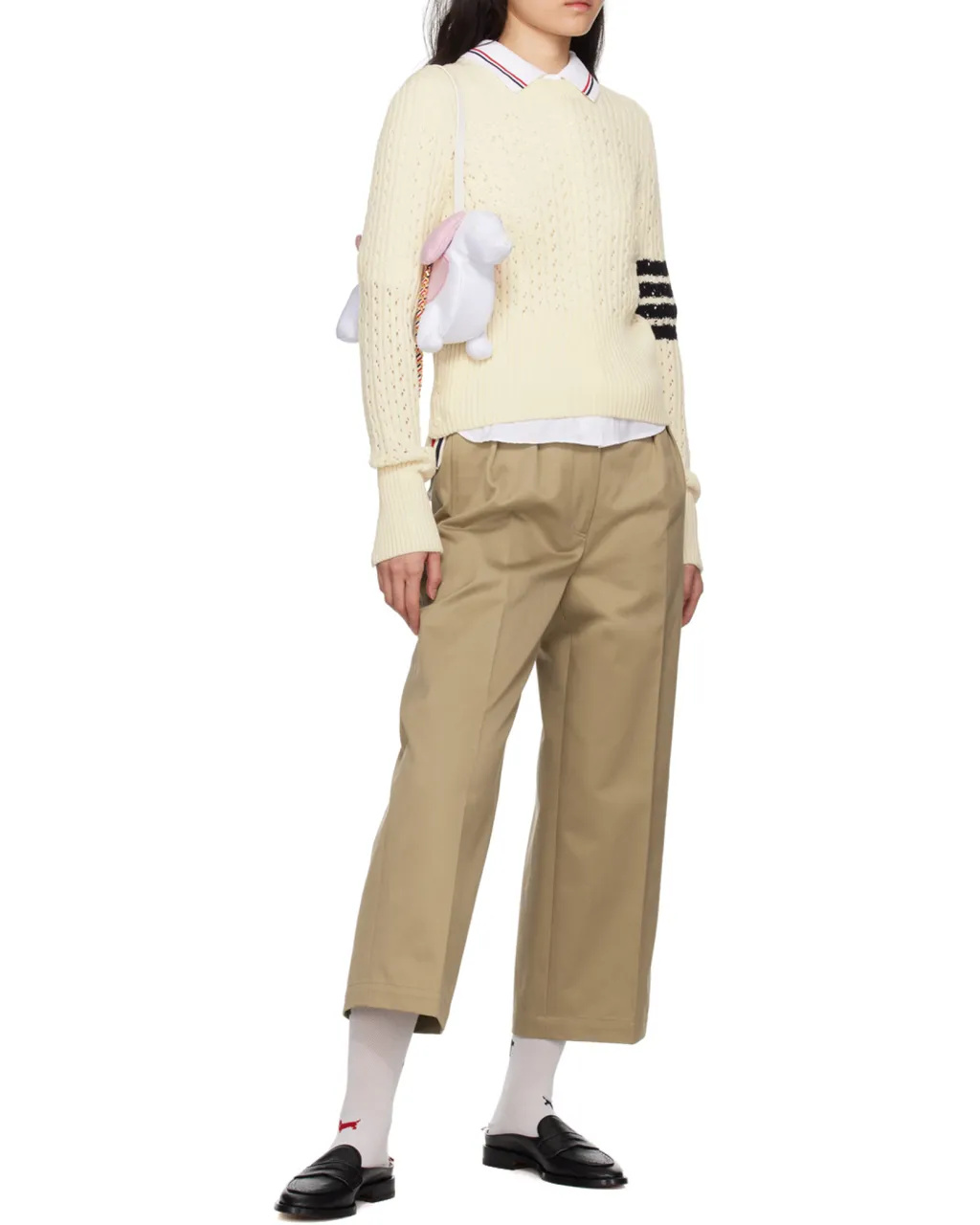 Pleated Cropped Cotton Trousers