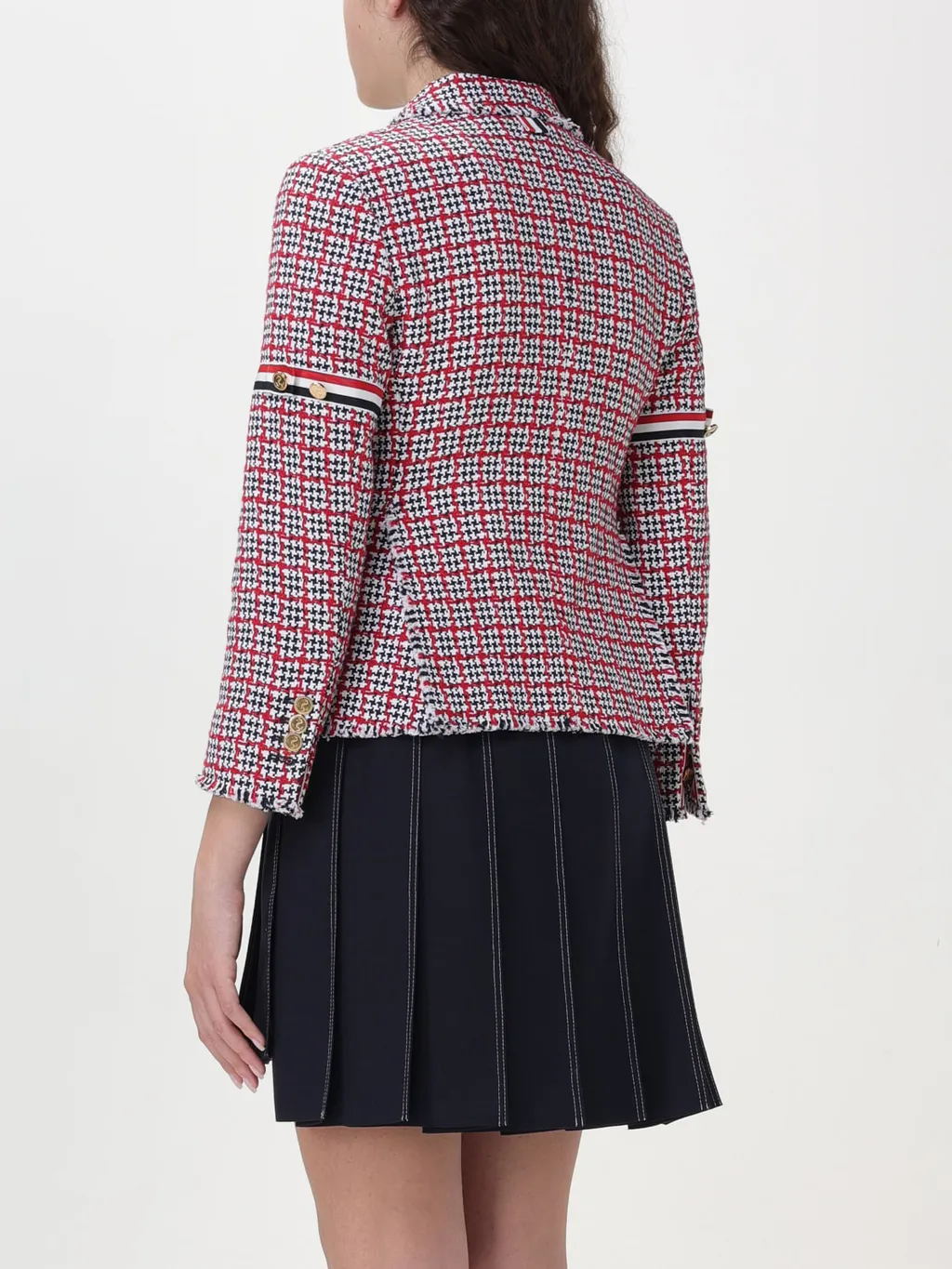 Checked Single-Breasted Tweed Jacket