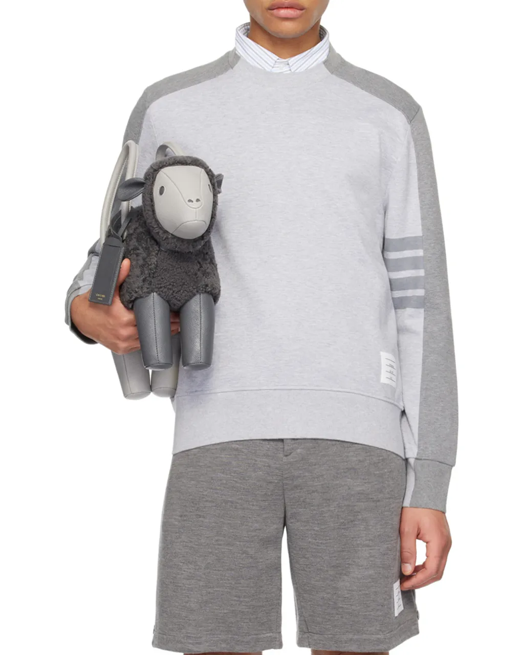 4-Bar Striped Crewneck Sweatshirt