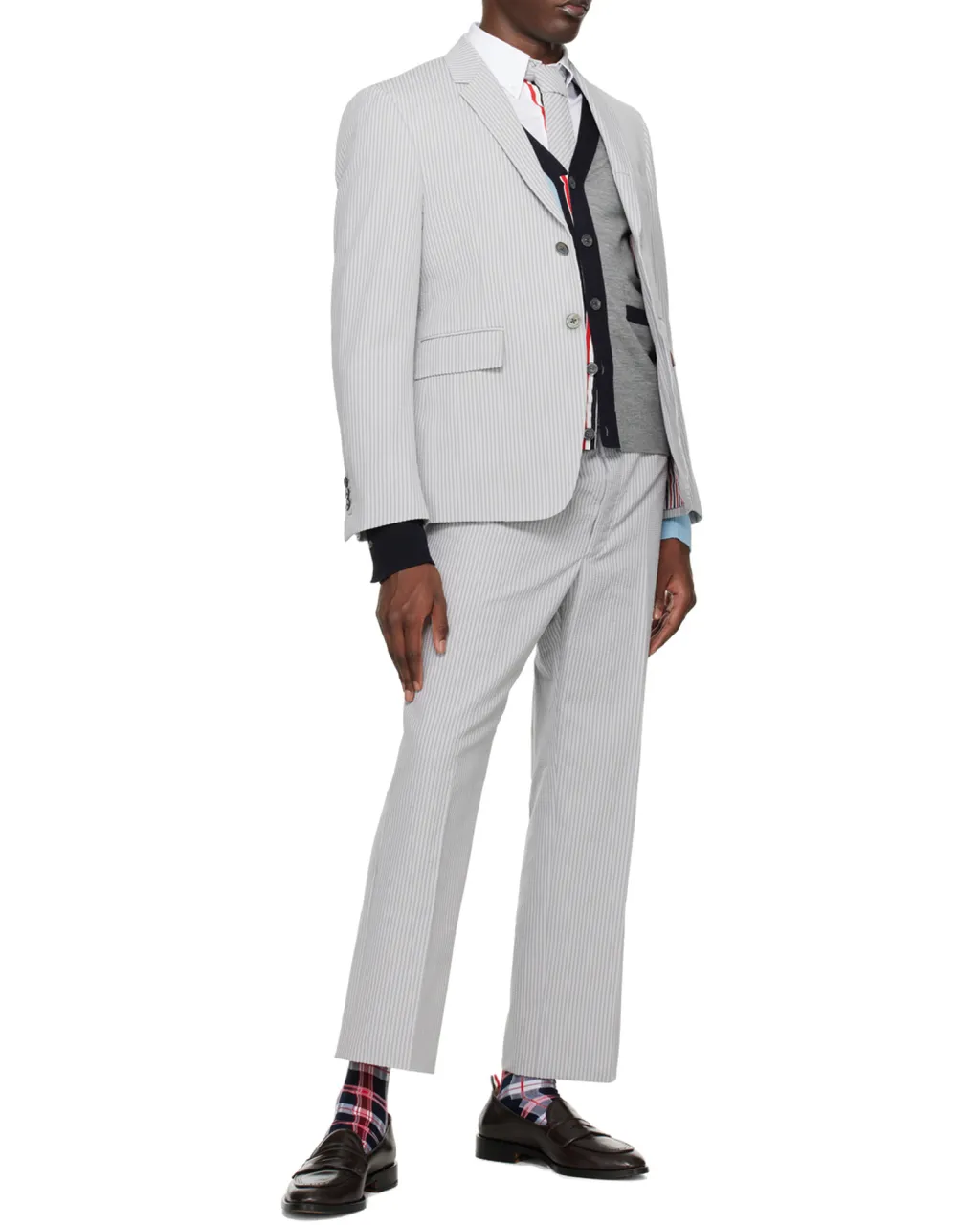Low-Rise Stripe-Pattern Tailored Trousers