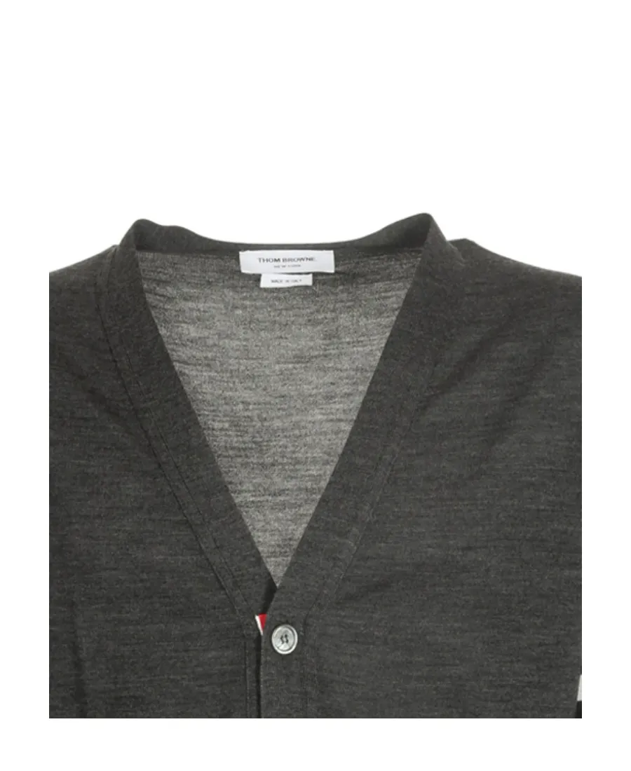 4-Bar V-Neck Knitted Cardigan