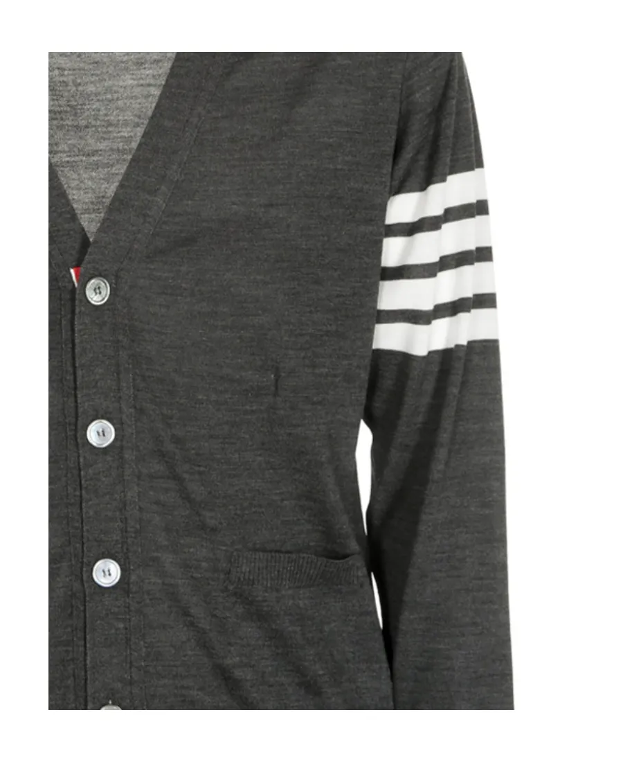 4-Bar V-Neck Knitted Cardigan