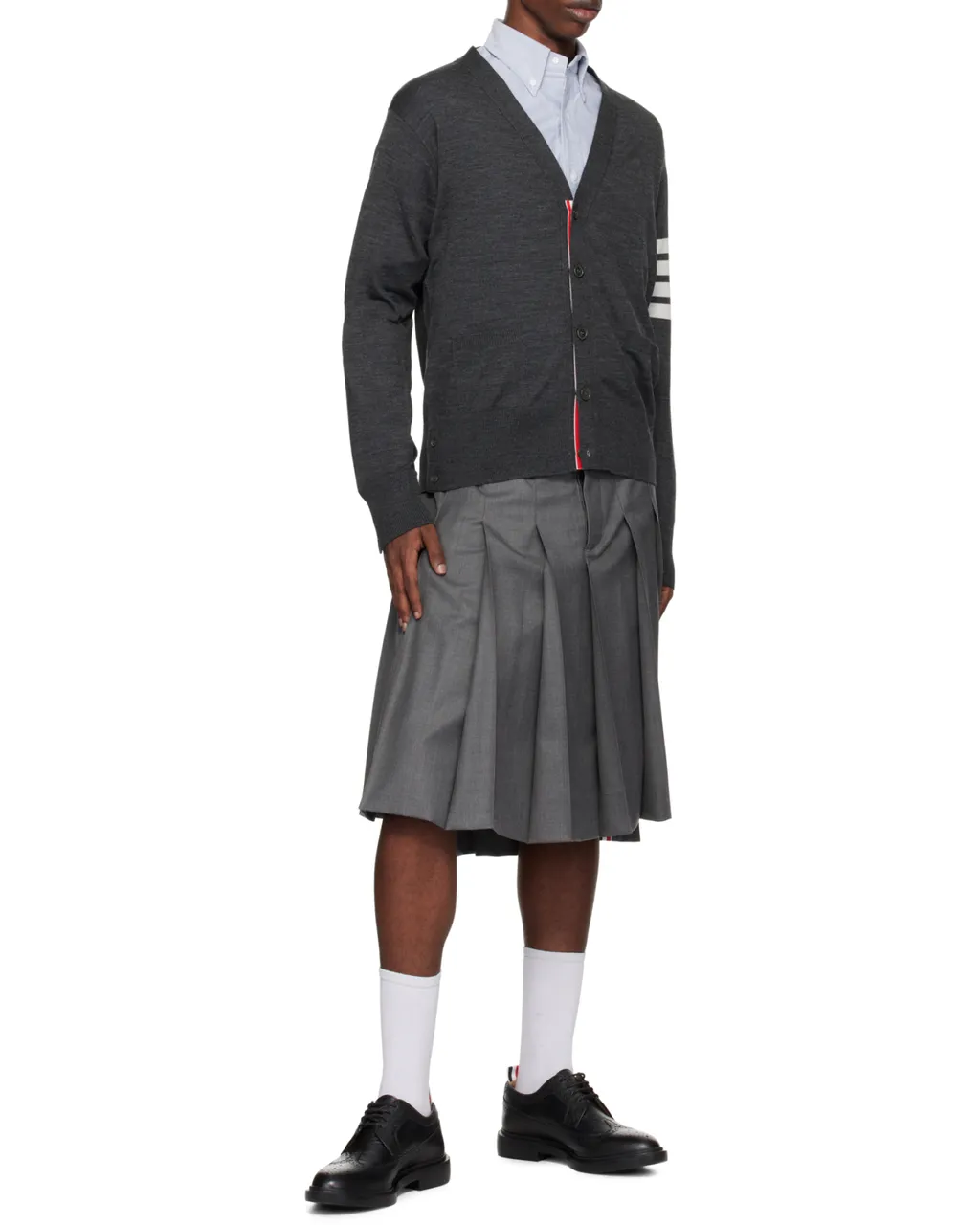 4-Bar V-Neck Knitted Cardigan
