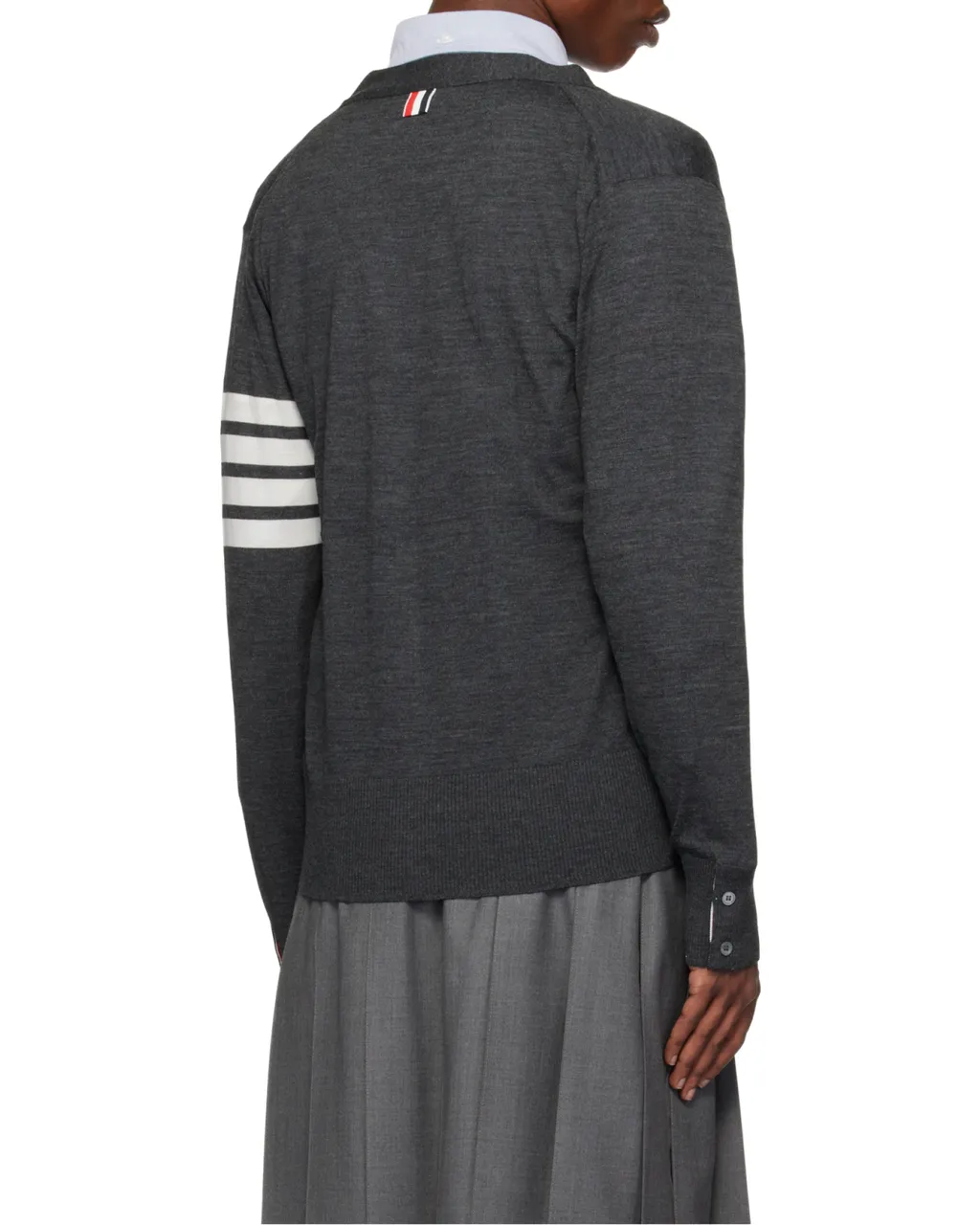 4-Bar V-Neck Knitted Cardigan