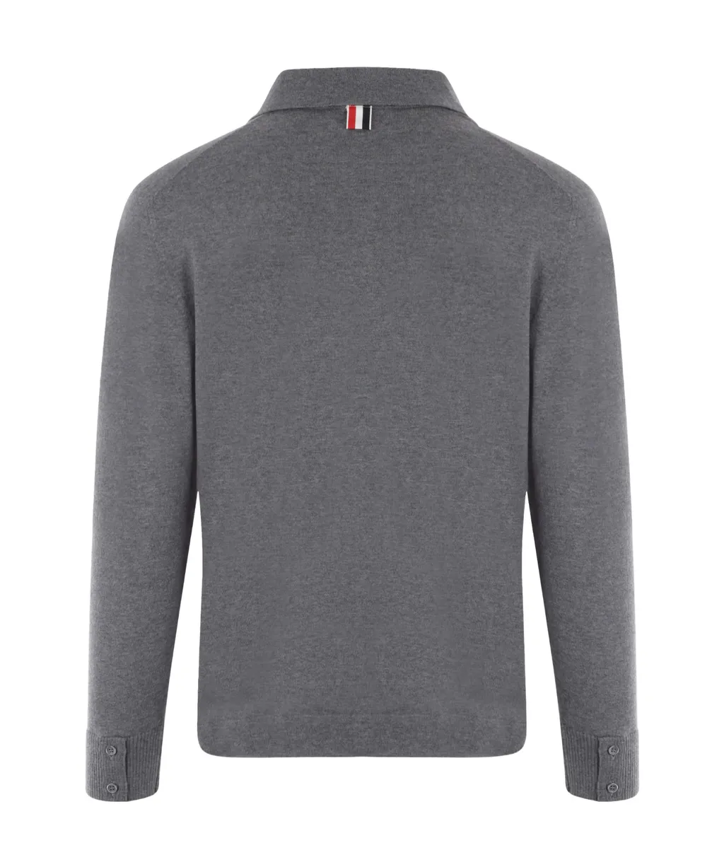 Stripe-Trim Buttoned Knitted Cardigan
