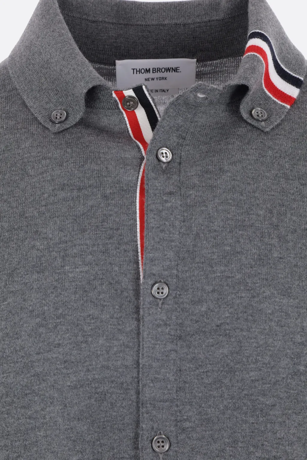 Stripe-Trim Buttoned Knitted Cardigan