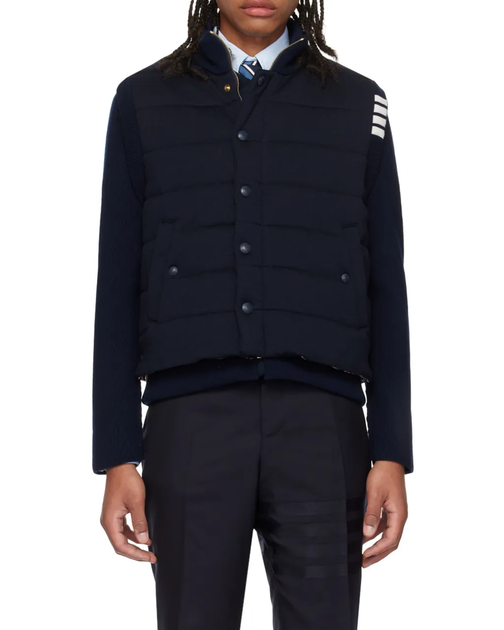 Padded Press-Stud Ribbed Jacket