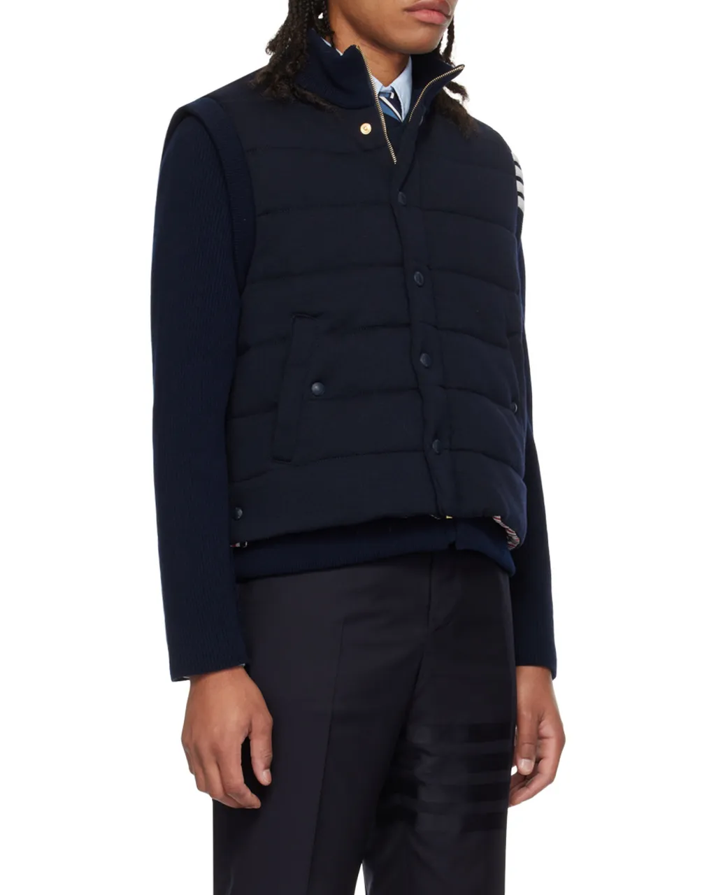 Padded Press-Stud Ribbed Jacket