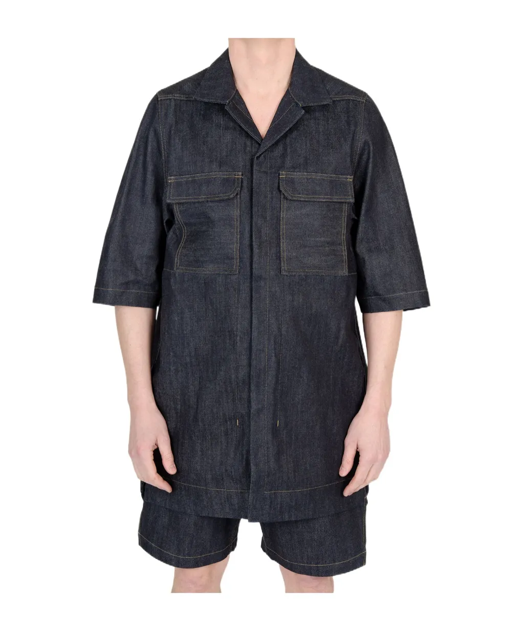 Short-Sleeved Denim Shirt