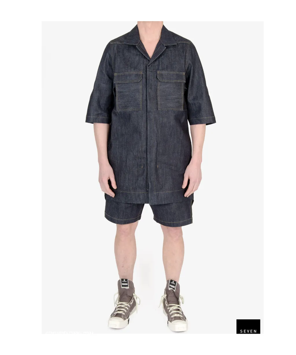 Short-Sleeved Denim Shirt