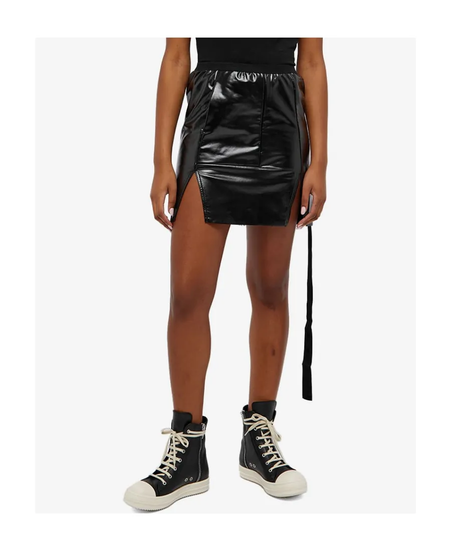 Slit-Detailed Faux Leather Miniskirt