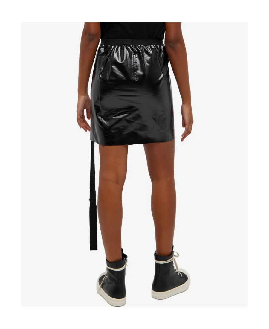 Slit-Detailed Faux Leather Miniskirt