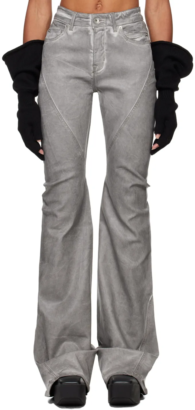 Diagonal Cut Flared Jeans