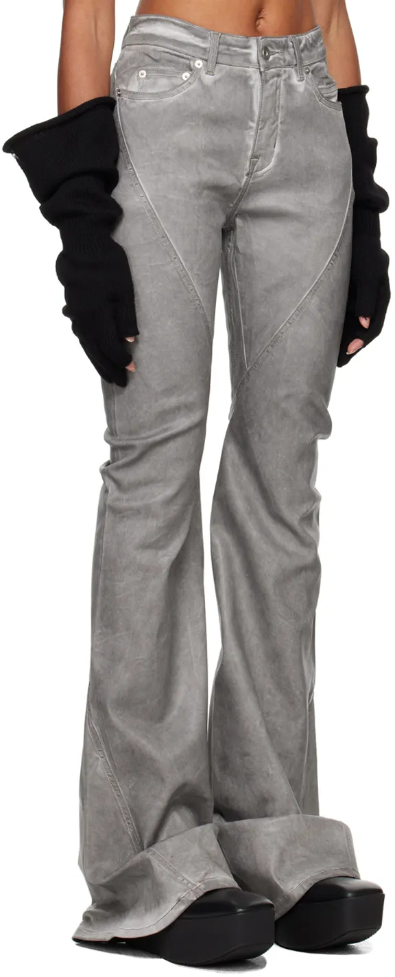 Diagonal Cut Flared Jeans