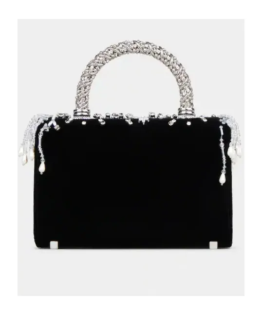 Ramage Jewel Mini Flower Strass Buckle Clutch Bag In Velvet