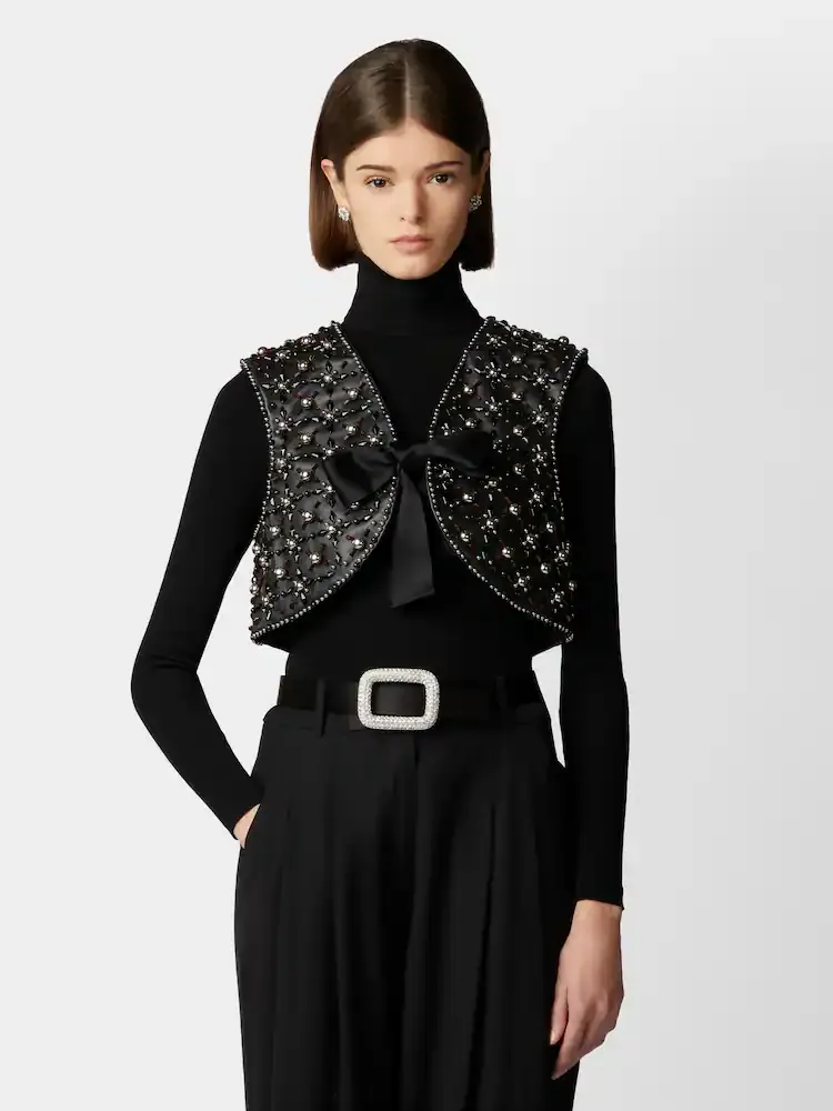 Viv' Choc Short Gilet In Leather