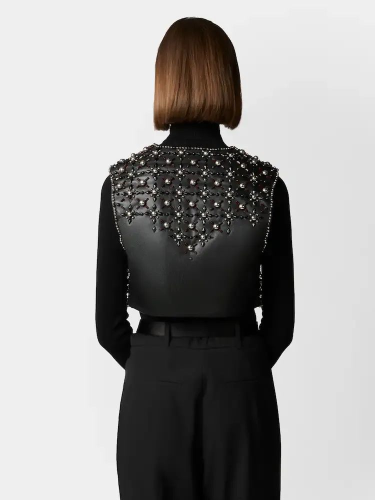 Viv' Choc Short Gilet In Leather