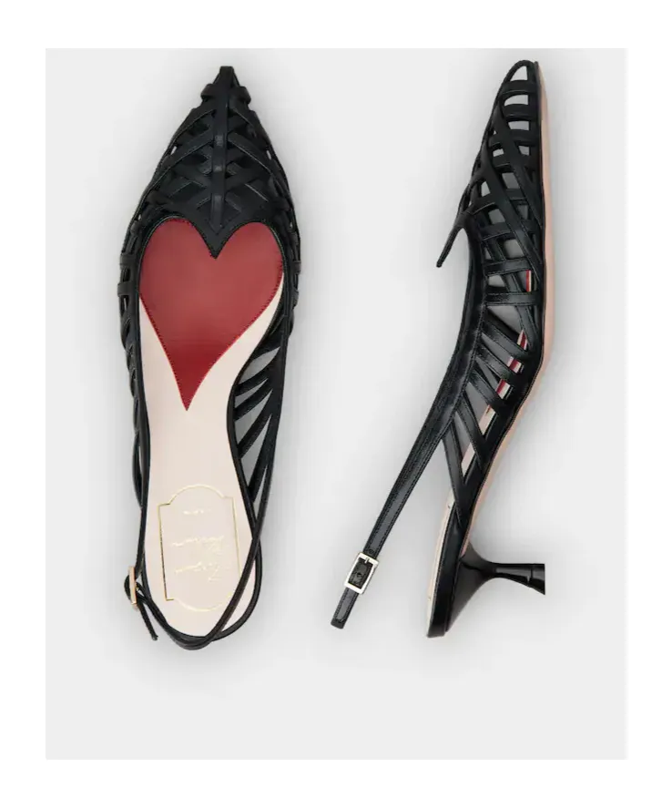 I Love Vivier Multistrap Slingback Pumps In Leather