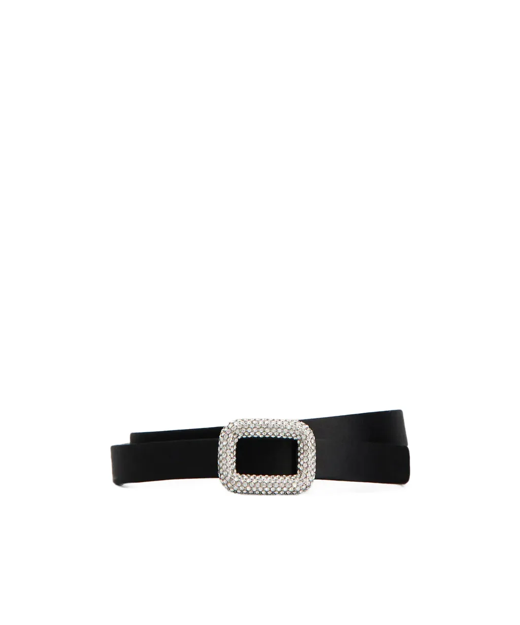 Viv' Choc Strass Buckle Belt In Satin
