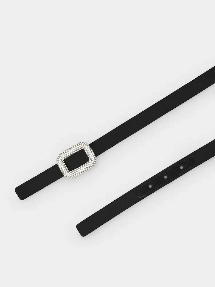 Viv' Choc Strass Buckle Belt In Satin