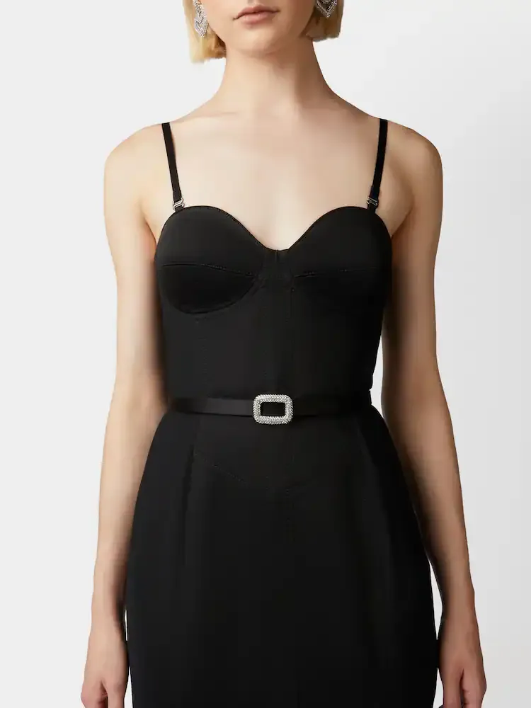 Viv' Choc Strass Buckle Belt In Satin