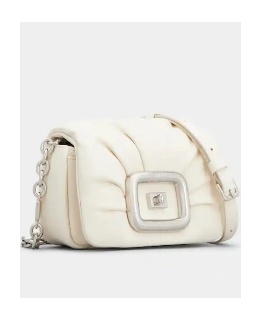 Logo Engraved Foldover Top Shoulder Bag