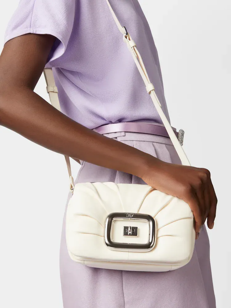 Logo Engraved Foldover Top Shoulder Bag