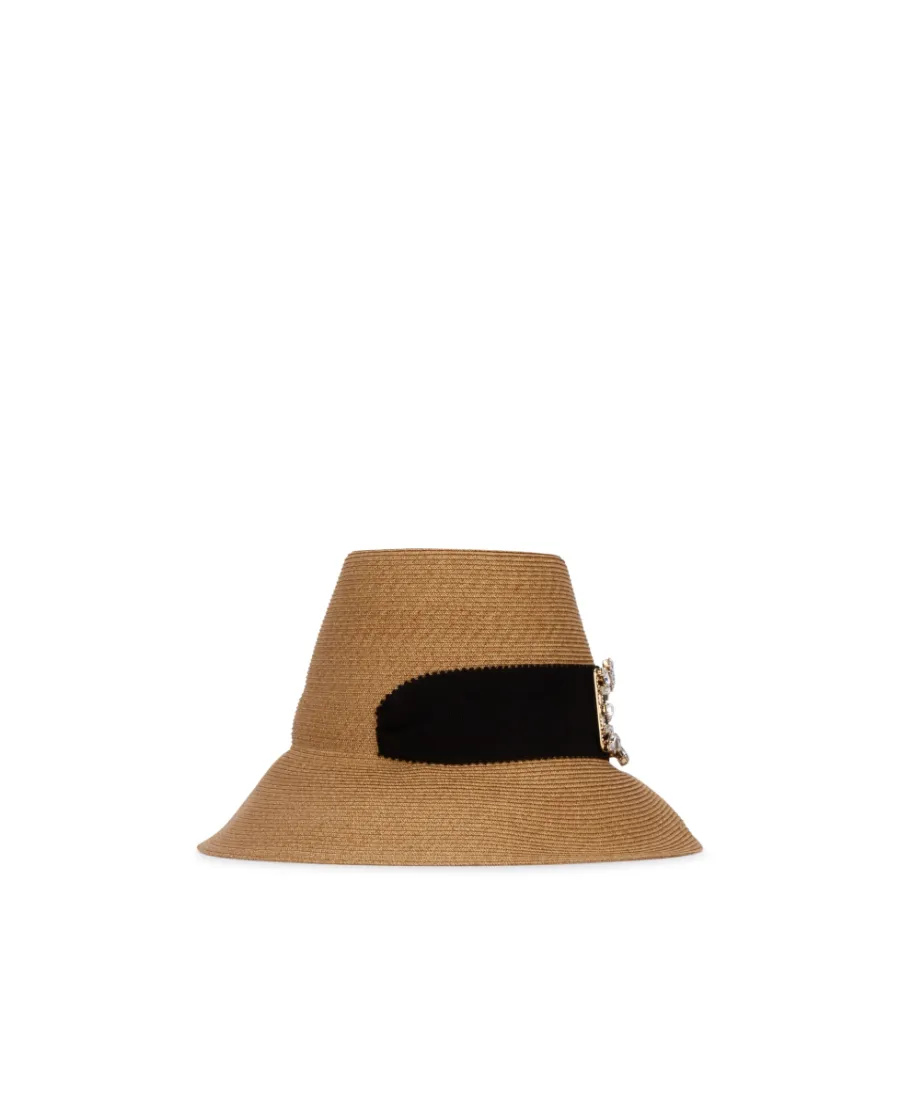 Crystal Buckle Straw Hat