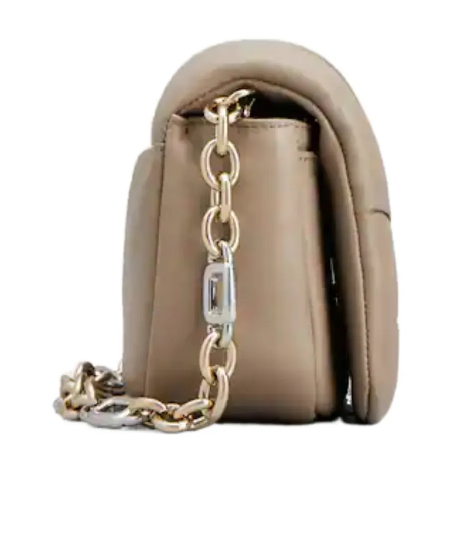 Logo Engraved Foldover Top Shoulder Bag