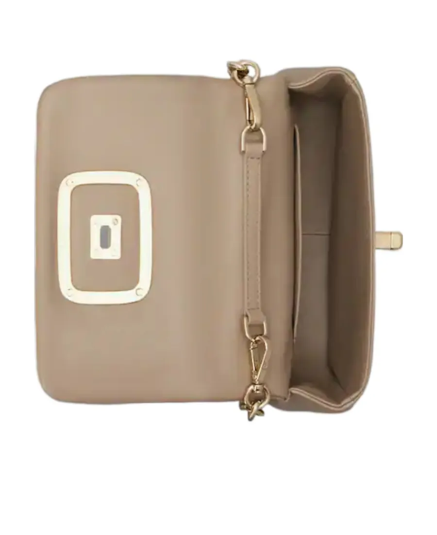 Logo Engraved Foldover Top Shoulder Bag