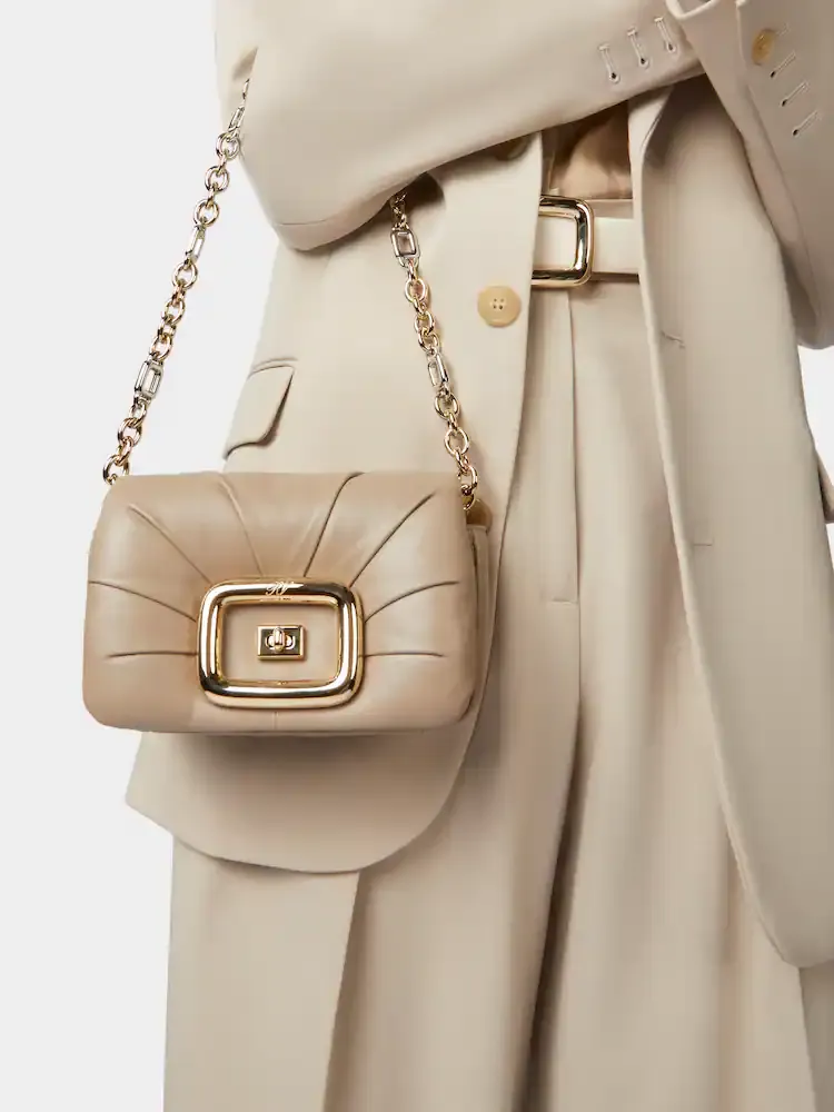 Logo Engraved Foldover Top Shoulder Bag