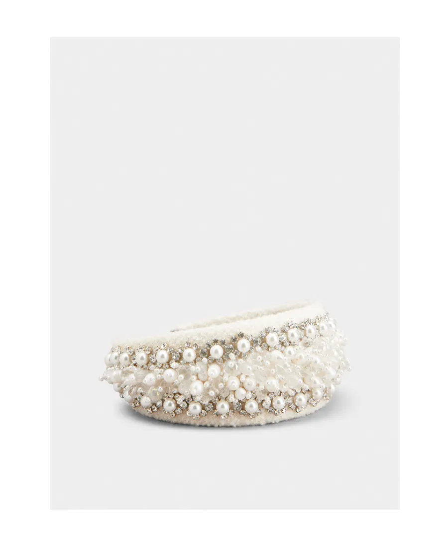 Pearl Embroidery Hairband In Wool