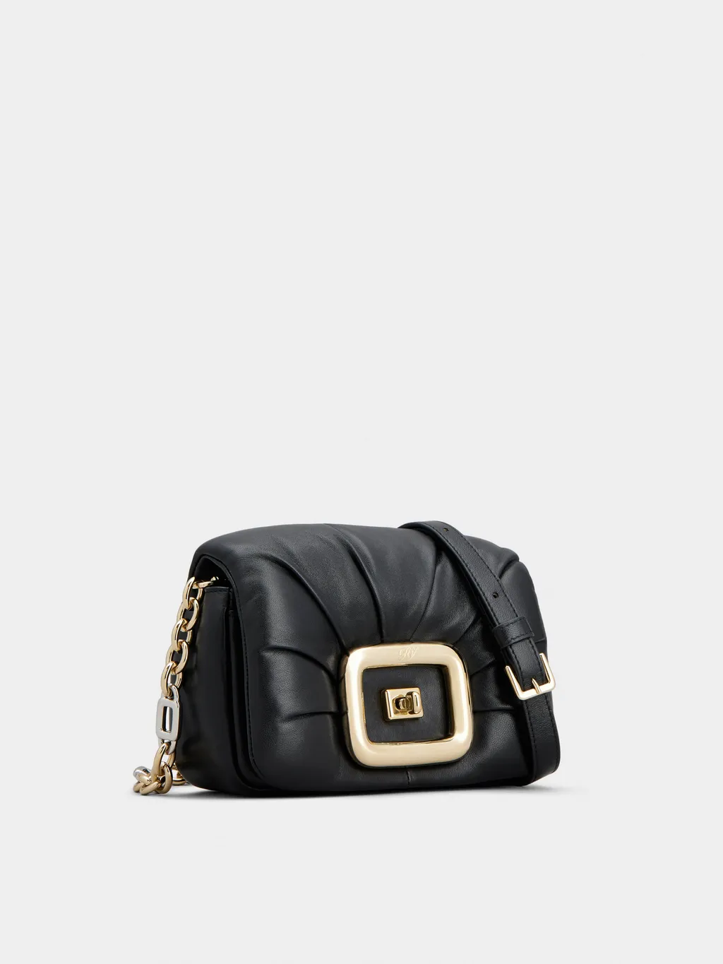 Logo Engraved Foldover Top Shoulder Bag