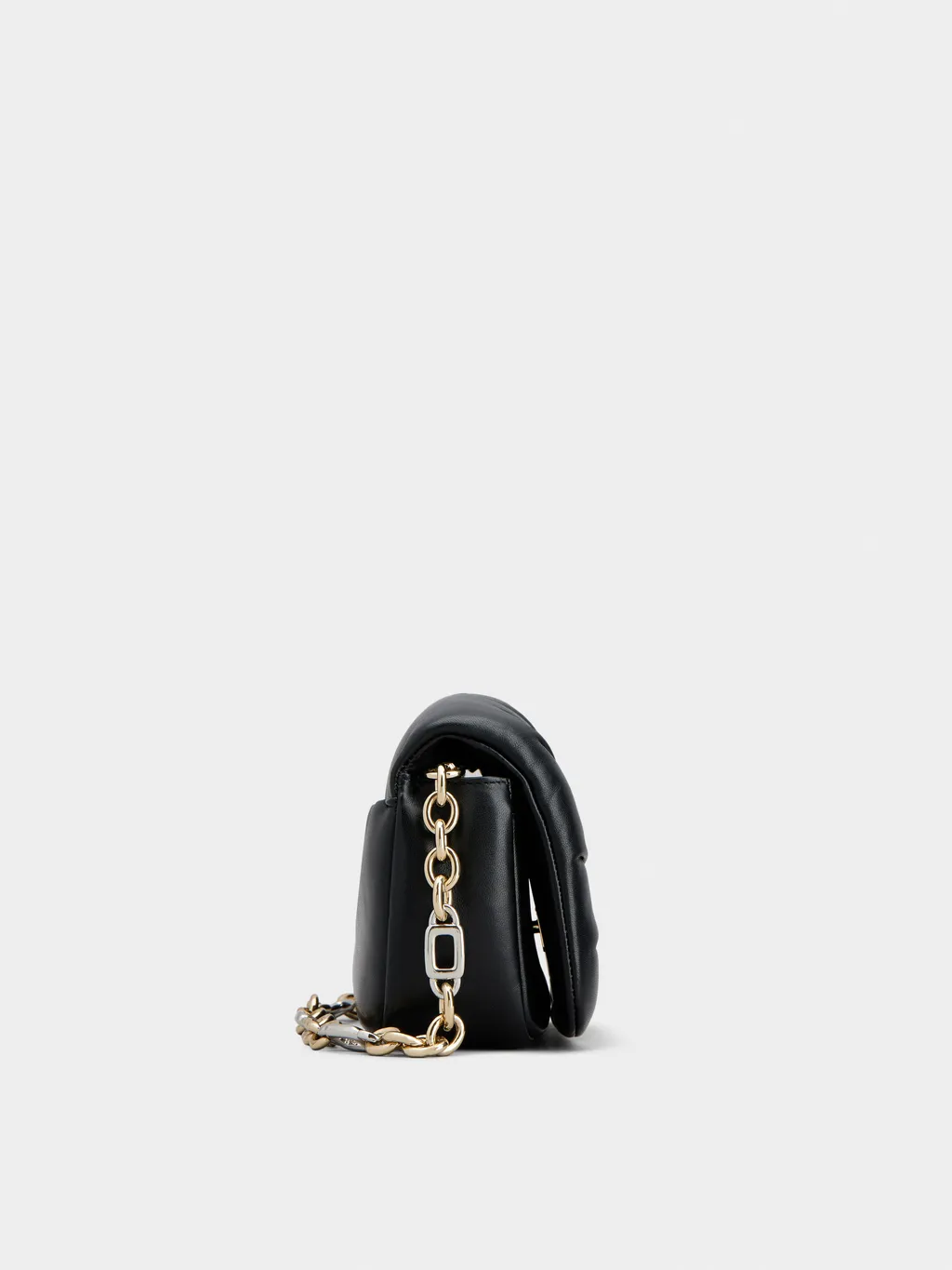 Logo Engraved Foldover Top Shoulder Bag