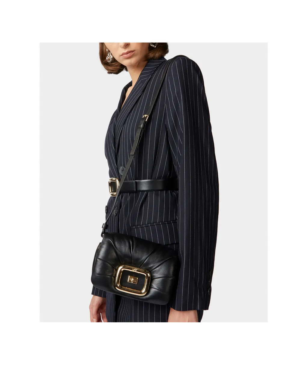 Logo Engraved Foldover Top Shoulder Bag