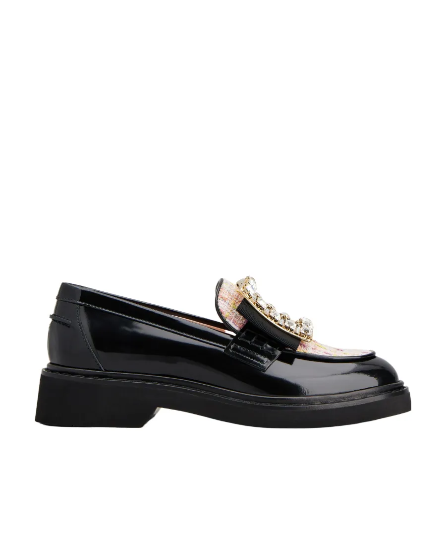 Viv' Rangers Strass Buckle Loafers In Patent Leather