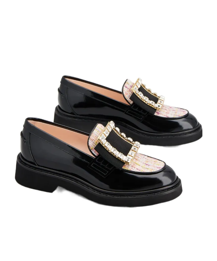 Viv' Rangers Strass Buckle Loafers In Patent Leather
