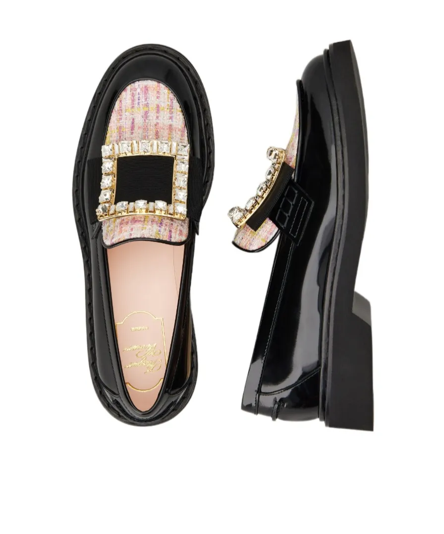 Viv' Rangers Strass Buckle Loafers In Patent Leather