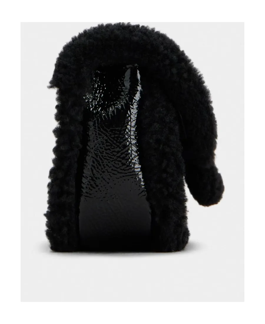 Jeu De Fille Viv' Shearling Strass Buckle Clutch Bag In Patent Leather