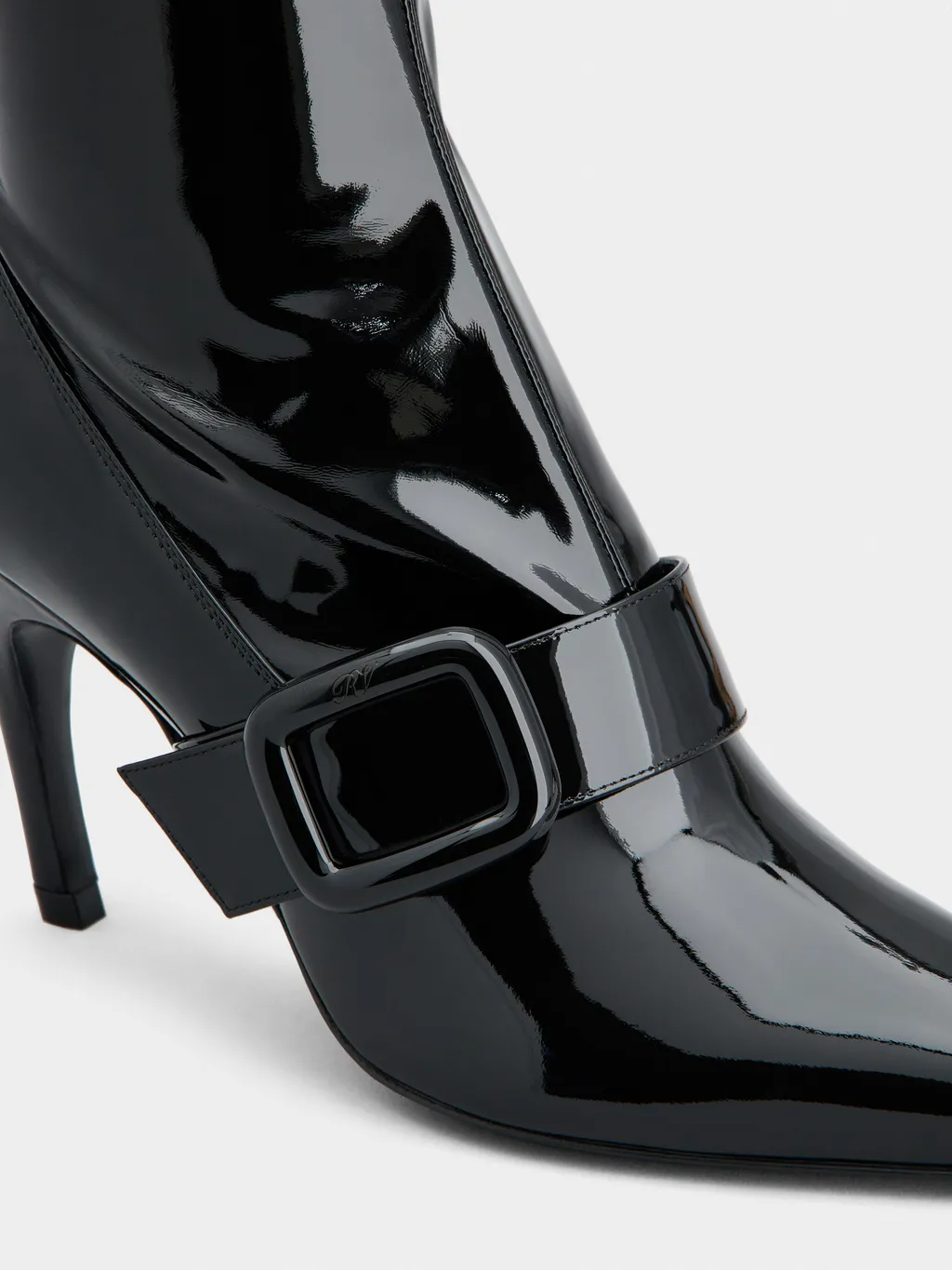 Viv' Choc Stretch Lacquered Buckle Ankle Boots