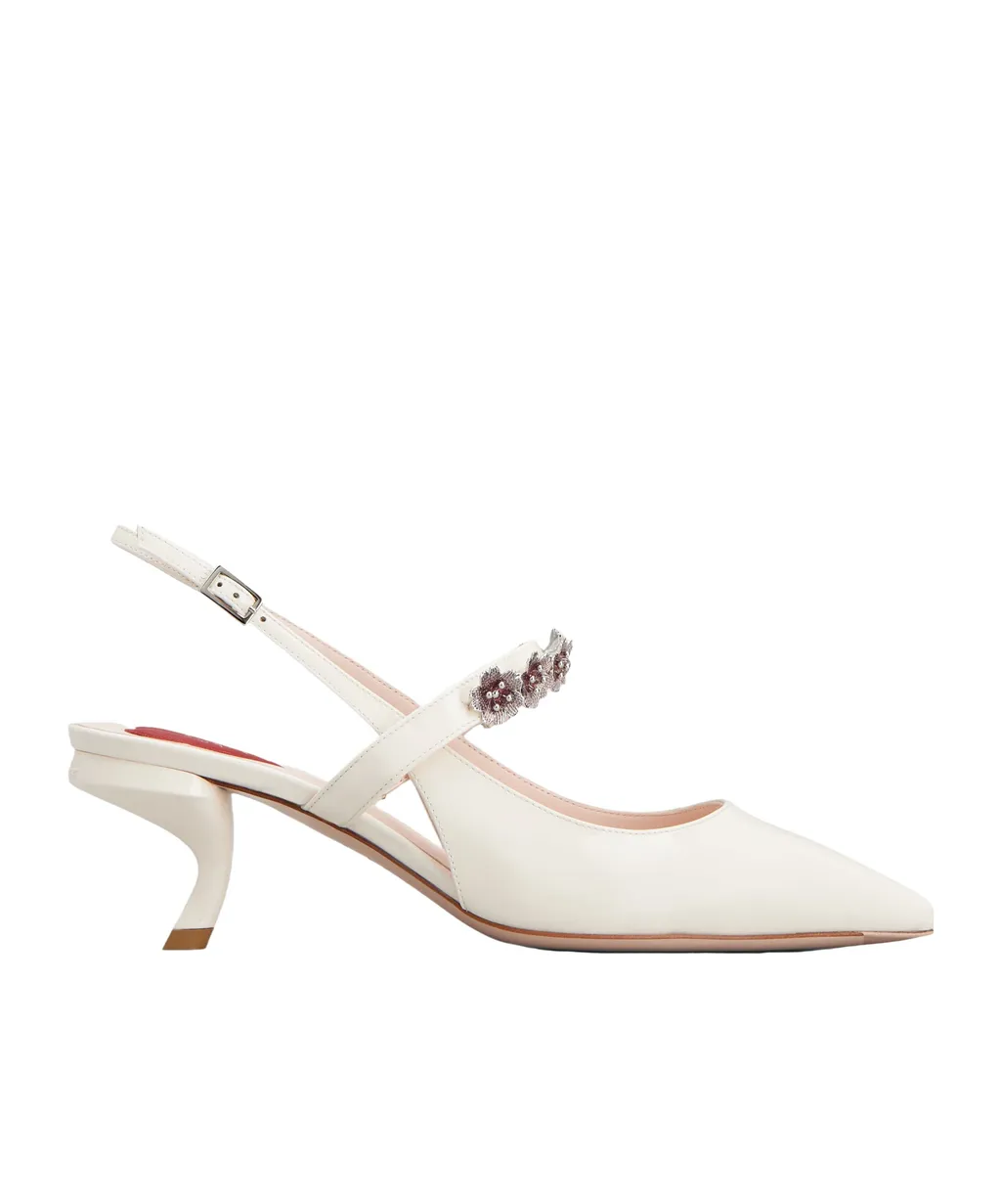 Virgule Flower Slingback Pumps